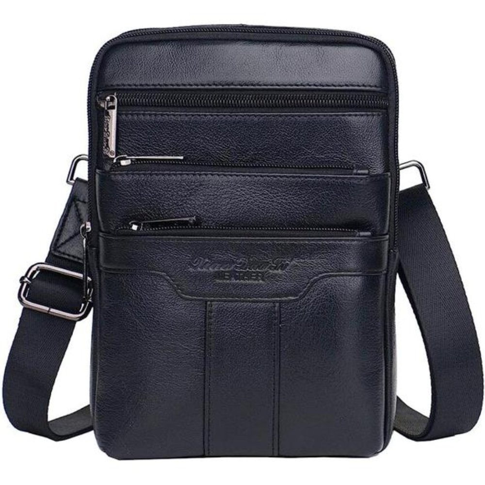 Small Leather Sling Shoulder Bag Messenger Pack Men Mens Outdoor Travel Business